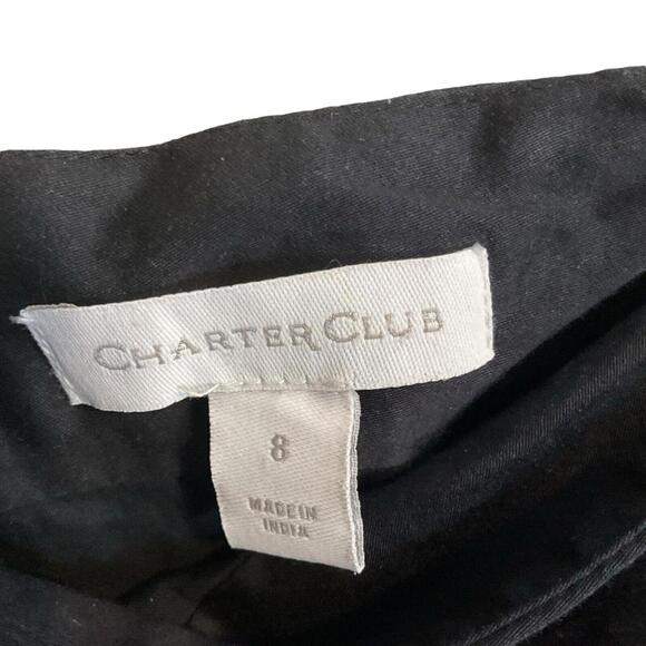 Charter Club Black Green Blue A-Line Pleated Cotton Floral Skirt Size 8 Spring - Picture 2 of 8